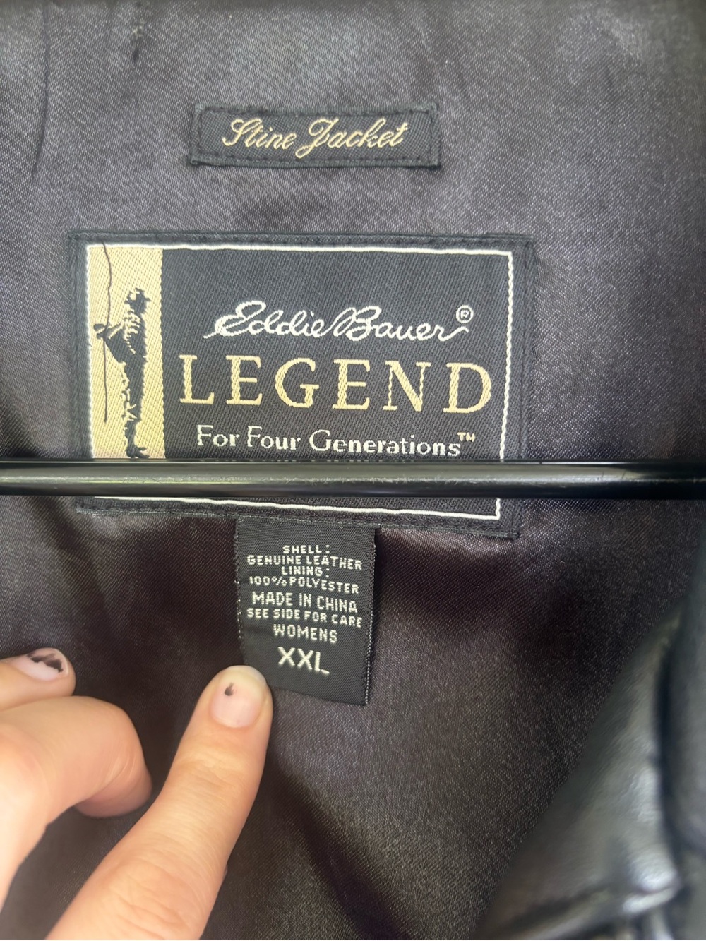 VTG Eddie Bauer Legend Stine Black Leather Jacket Womens XXL 2XL Moto Full Zip - Picture 2 of 8